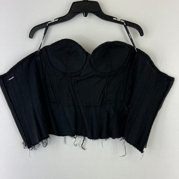 GRLFRND Marilyn Black Denim Bustier in Up All Night - Picture 5 of 7